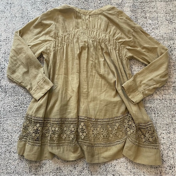 Free People Green Gardens Tunic Oversized Top Sz S - Picture 9 of 9